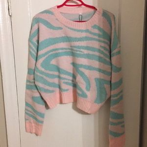 Zebra printed cropped sweater